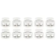 10pcs Cord Lock Double Hole Spring Toggle Stopper for Drawstring, White