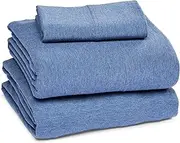 Amazon Basics Cotton Jersey Bed Sheet Set - Twin, Chambray Blue
