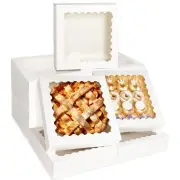 10pcs White Pie Boxes 12x12x3 inches Easy Assemble Macaroon Cookie Boxes Bake...