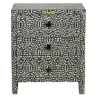 Bedside Black Nest Pattern Bone Inlay Chest Sidetable Handmade 3 Sliding Drawer