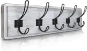 Rustic Coat Rack - Wall Mounted Whitewash 24" Entryway Coat Hooks - 5 Rustic Hoo