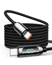 FastCharge 100W USB C Cable with LED Display, 5A Nylon Braided 3.3ft