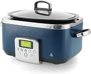 [GreenPan] Slow Cooker Oxford Blue, 6L Dishwasher safe pot, Vibrant LCD display, Easy One-touch presets, One-Step Browing, Extra-tough exterior, Countertop friendly