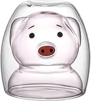 TREEWOO Creative Coffee Mug Cute Pink Pig Double Wall Milk Juice Tea Glass Cup Heat Resistant Drinkware Crystal Valentine's Day Gift