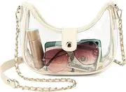 LOXOMU Clear Purse for Women, Clear Bag Stadium Approved Clear Crossbody Bag with Chain Strap, Clear Stadium Bag for Concerts