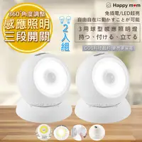 在飛比找PChome24h購物優惠-(2入)【幸福媽咪】360度人體感應電燈LED自動照明燈/壁