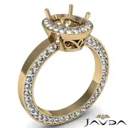 Halo Eternity Oval Semi Mount Diamond Engagement Ring 14k Yellow Gold 1.45 Carat