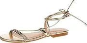 [The Drop] Women's Samantha Flat Strappy Lace-Up Sandal, Gold, 12
