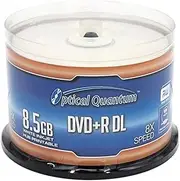 Optical Quantum OQDPRDL08WIP-H 8 X 8.5GB DVD+R DL White Inkjet Printable Double Layer Recordable Blank Media, 50-Disc Spindle