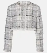 [Dolce & Gabbana] Dolce & Gabbana Checked cropped lamé tweed jacket AU 20 grey
