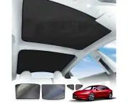 Tesla Model 3 Highland Glass Roof Sunroof Mesh 2023-2025 Sun Blind Shade Sunshade with UV Heat Insulation Film (Black)