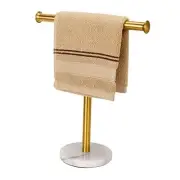 Gold Hand Towel Holder Stand, Fingertip Towel Rack with Heavy Marble Base,