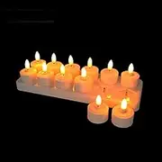 Rechargeable Flameless Tealight Battery Powered Candles with Charging Hub, 12pcs LED Candle Set, Long Battery Life LED Candles for Weddings, Parties, Hotels, and Decorations