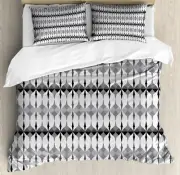 Geometric Duvet Cover Set with Pillow Shams Triangles Figures Print