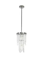 Monsoon 3 Light Small Chandelier Pendant or Close-To-Ceiling Fitting in Polished Chrome with Clear Glass