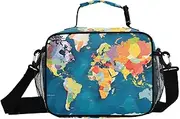 Element World Map Insulated Lunch Box for Women Men - Ideal for Work, Picnics - Includes Adjustable Shoulder Strap