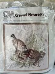 Vintage 1977 Columbia-Minerva Crewel Embroidery Kit 16 x 16 inch BOB WHITE QUAIL
