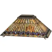Meyda Lighting 16"L Tiffany Jeweled Peacock Oblong Shade, Green/Blue Purple/Blue