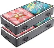 GdCosBao 2 Pack Large Under Bed Storage Containers, 100 x50 x15cm Blanket Storage with Clear Window and Reinforced Handles for Blanket, Comforter, Bedding, Clothes