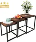 Nesting Tables Set of 3 End Tables Coffee Table Stackable Minimalist Brown Black