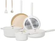 Ceramic Cookware Set, 15 PCS Pots and Pans Set Non Stick with Removable Handles,