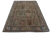 Persian " Garden of Paradise" Silk on Silk Hand Knotted Floor Rug Carpet 184cm