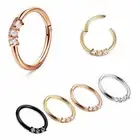 Hinged Segment Ring with Triple CZ Gem Septum Clicker Nipple Nose Hoop Piercing