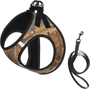 Farm with deer print Dog Harness and Leash Set, Reflective Adjustable Puppy Vest for Small Medium Large Dogs, Cats