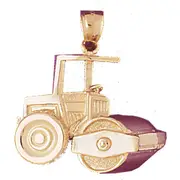 14K Gold Construction Road Roller Pendant