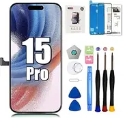 EFAITHFIX for iPhone 15 Pro Screen Replacement 6.1 Inch LCD 3D Touch Display Full HD Digitizer Frame Assembly (A2848, A3101, A3102, A3104) with Repair Tools Kit Screen Protector Waterproof Adhesive