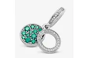 Pandora Sparkling Green Disc Double Dangle Charm