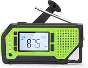 Solar Radio with Light and Hand Crank, LED Flashlight, FM Radio, Solar and Mobile Charging | Portable2000mAh FM Radio, USB Charger, Ideal for Camping, Power Outages, and Survival