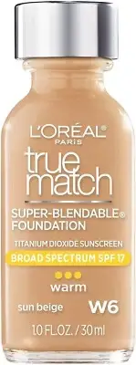 L’Oréal Paris Makeup True Match Super-Blendable Liquid Foundation, Sun Beige W6,
