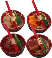 ERINGOGO Life-Like Miniature Noodle Bowls Fake Food Ornament Props for Display Mini Play Food Sets