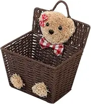 DONFAMDS Cartoon Bear Wicker Woven Storage Basket Handmade Hanging Organizer for Household Office and Party Favor Storage Elegant and Design Space Saving Natural Material