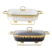 Casserole Dish Casserole Tray with Stand Chafer Rectangular Chafing Dish Ceramic