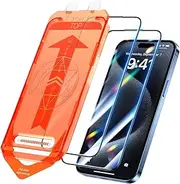 ELEPIK for iPhone 16 Pro Screen Protector [Fast One-Slide Installation Frame] [Zero Bubble] [Zero Bubble] 9H Full Coverage Screen Tempered Glass, Anti-Fingerprint, Anti-Blue Light, 2 Pack