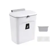 Catzon Hanging Trash Can with Lid Plastic for Kitchen Cupboard Bathroom -White