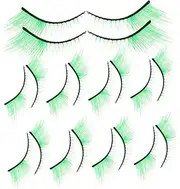 Beavorty 10 Pairs Fake Eyelashes Fairy False Eyelashes Lashes for Teens Wispy Strip Lashes Curly Eyelashes Costume Eyelashes Fake Lashes Halloween Women Eyelashes Filament Green