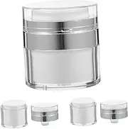 3pcs Press Cream Jar Small Travel Bottles Empty Lip Gloss Tubes Bottles Emulsion Leakproof Sub Container Cosmetic Products Balm Cleanser Tubes Airless Lotion Jars The Pet Silver