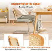 Set of 4 Retro-Modern Rattan Chairs with Velvet Upholstery for Dining & Office