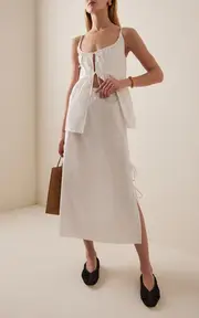 [Deiji Studios] Split-Tie Cotton Poplin Skirt