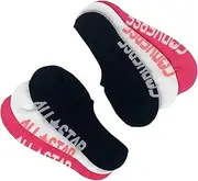 [Converse] Womens No Show Socks 3 Pack Half Cushion Ultra Low Made For Chucks Shoe Size 6-10, Black/White/Pink, One Size