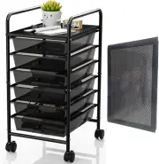 Metal 6 Tier Rolling Cart with 6 Drawers,1 Table Top & 4 Wheels, Utility Grocery