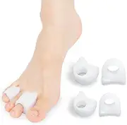 KTSAY Toe Spacers for Women & Men - 4 Pcs Gel Toe Separators With 2 Sizes for Hammertoe,Overlapping Toes,Soft Comfortable Bunion Corrector for Foot Pain Relief (White,2 L & 2 M)