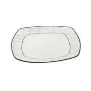 White Ceramic Abstract Print Tableware Rectangle Serving Dish Plate 10.5 cm