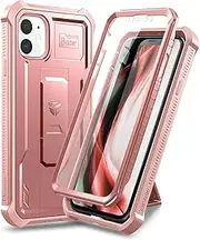 [Dexnor] Case for iPhone 11 6.1 inch 360 Full Body Heavy Duty Rugged Shockproof Military Drop Tested Protective Cover Built in Screen Protector and Kickstand for iPhone 11 - Rose Gold
