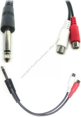 Lot10 6"Mono 1/4"Male~2/Dual RCA Female Audio/Microphone/Guitar Cable/Cord 6.3mm