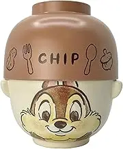 Sunart SAN3247-5 Disney Chip and Dale Chip Soup Bowl and Rice Bowl Set, Large, Approx. 16.2 fl oz (480 ml), Watercolor Touch, Brown