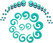 [BodyJewelryOnline] Spiral Tapers and Plugs Teal Stretching Kit 36 Pieces 14G-00G